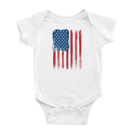 

Red Blue American Flag Funny Baby Clothes Boy Girl Unisex