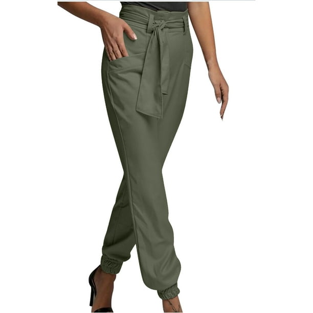 Casual Cargo Pants Women Plus Size Stretchy Trousers Loose Cinch