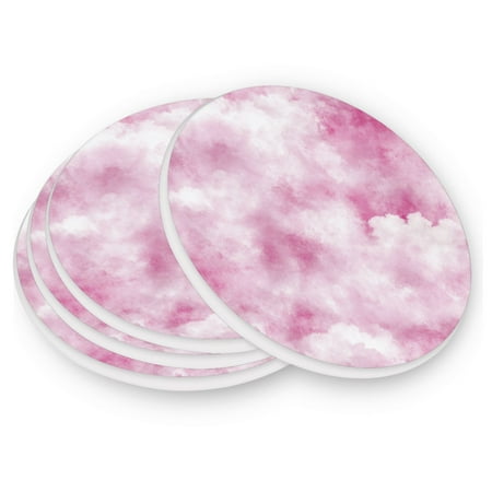 

Round Coasters Modern Style Ceramic Coaster Waterproof and Durable Drink Coaster Coasters set of 4 Customizable Coasters 2pcs Dreamy Pink Tie-dye