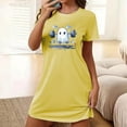 thumbnail image 2 of Xfvqtps Womens Nightgown Cool Chest Print Ghost Cropped Short Sleeve Crewneck Solid Color Fashion Comfortable Pajamas Yellow, 2 of 6