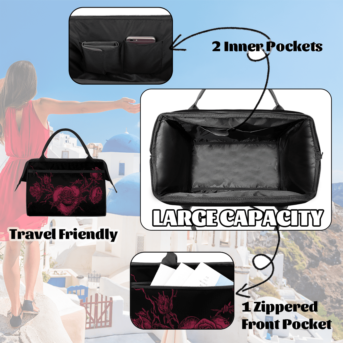 Travel Duffle Bag, Travel Sports Bag Waterproof Tear-Resistant Weekender Carry On Tote for Gym, Overnight Trip & Outdoor Activities