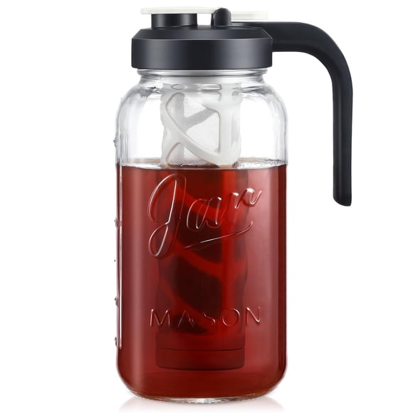 Jarra para hacer té helado AOZITA, tarro de cristal de 2,5 L con infusor