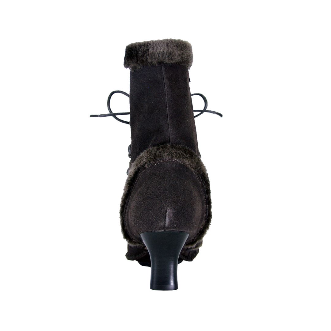 PEERAGE Viola Women Wide Width Fleece Lined Suede Dress Boots with Zipper BROWN 6.5