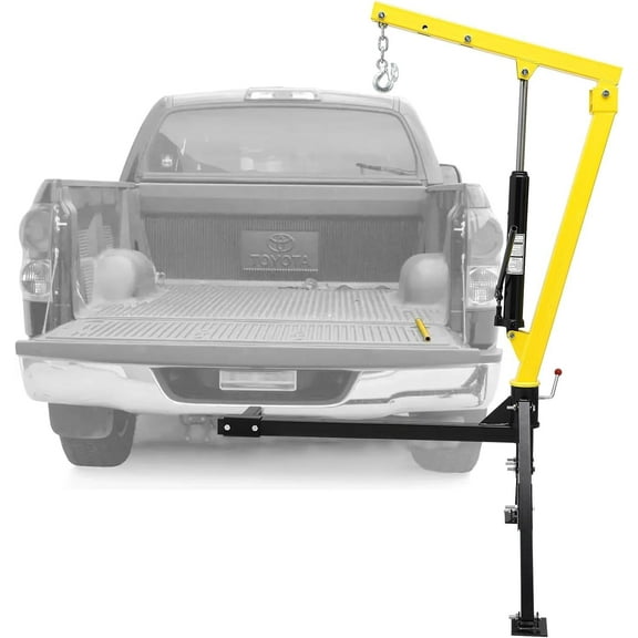 Hydraulic Pickup Truck Crane, 1000 lbs Capacity, 360°Swivel, Hitch Mounted Crane with 3 Adjustable Capacities of 500 Lbs, 750 Lbs and 1000 Lbs for Lifting Goods in Construction, Industry