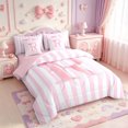 thumbnail image 2 of Manfei Pink Line Geometric Pattern 7-Piece Twin Bedding,Personalized Monogrammed R Bedding Comforter Set,Pink Reversible, 2 of 7