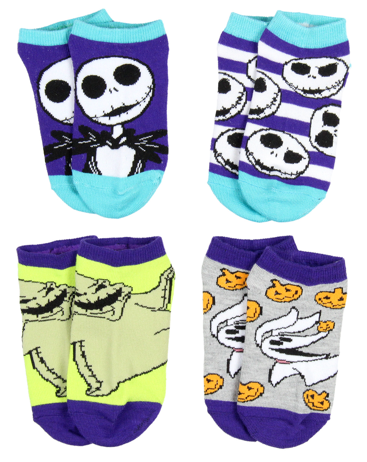 Disney Nightmare Before Christmas Boys' Jack Skellington 4 Pairs No Show Socks