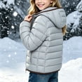 thumbnail image 4 of Spazoro Girls Hooded Puffer Jacket with Pockets, Solid Color Long Sleeve Warm Zip Up Lightweight Winter Outerwear Coat Light Blue Size 7-8, 4 of 8