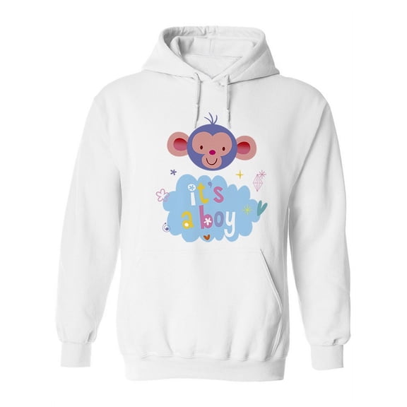 Cute Monkey "its A Boy" Hoodie Women -Image by Shutterstock, Female Medium
