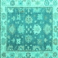 thumbnail image 1 of Ahgly Company Indoor Square Oriental Turquoise Blue Traditional Area Rugs, 4' Square, 1 of 4