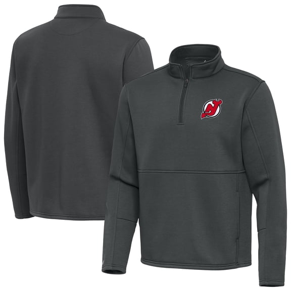 Men's Antigua Pewter New Jersey Devils Twist Quarter-Zip Pullover Jacket