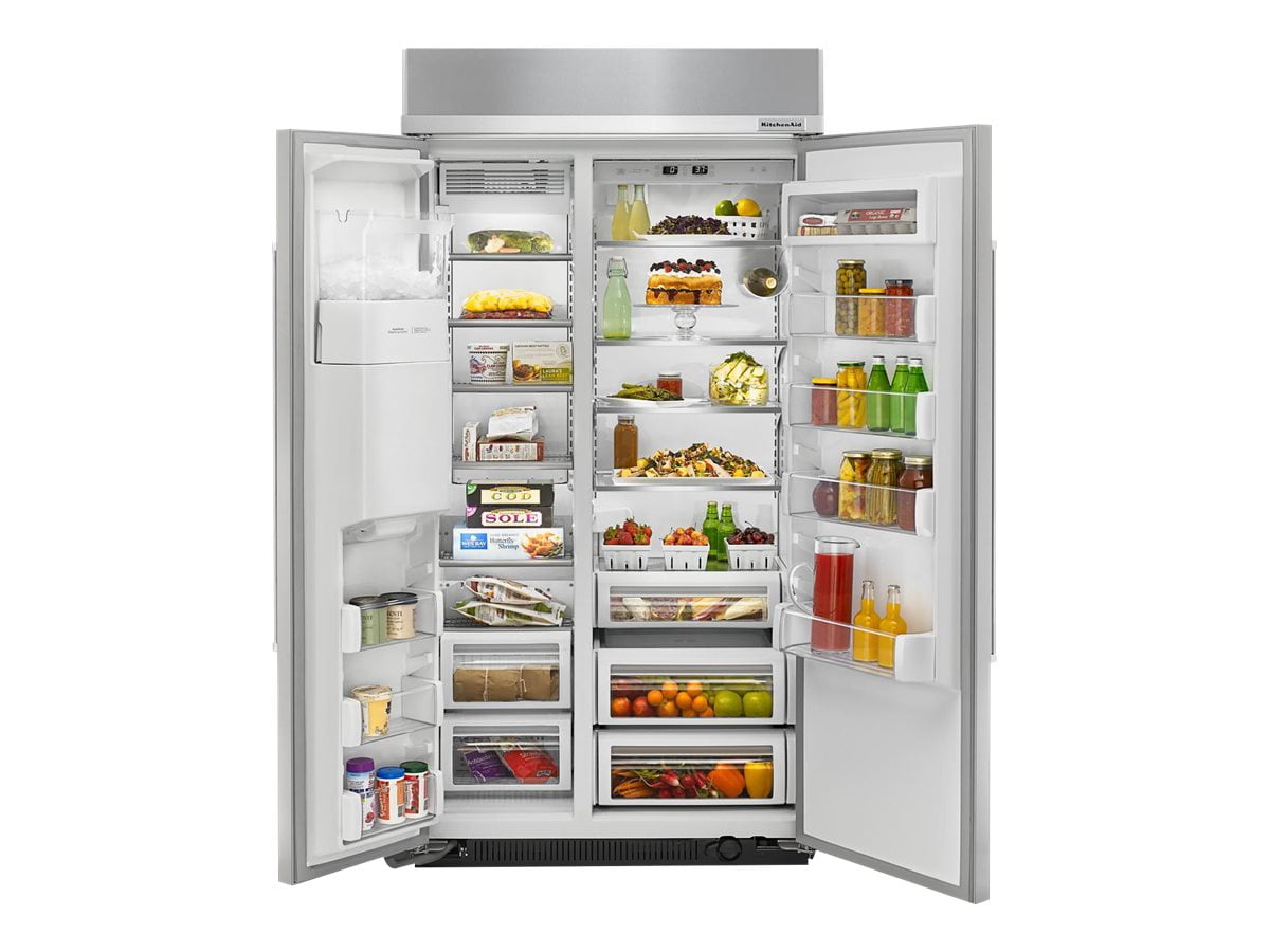 KitchenAid KBSD612ESS Refrigerator freezer side by side with water dispenser ice dispenser built in niche width 41.5 in depth 24 in