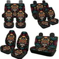 thumbnail image 3 of Uorisanigo Flower Skull Sugar 10 Pieces Automobile Seat Cover Sets with Car Steering Wheel Cover Car Seat Belt Cover Cars Water Cup Coaster Keychains Soft Anti-slip Auto Interior for Cars SUVs, 3 of 7