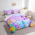 thumbnail image 3 of jejeloiu Mermaid Personalized Theme 7-Piece Bedding Comforter Set,First Letter E King Bedding Sets For Sealife Lover Reversible, 3 of 8
