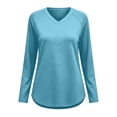 thumbnail image 7 of Josdec Solid V‑Neck T‑Shirt for Women Raglan Long Sleeve Curved Hem Soft Knit Casual Basic Base Tops S‑2XL, 7 of 7