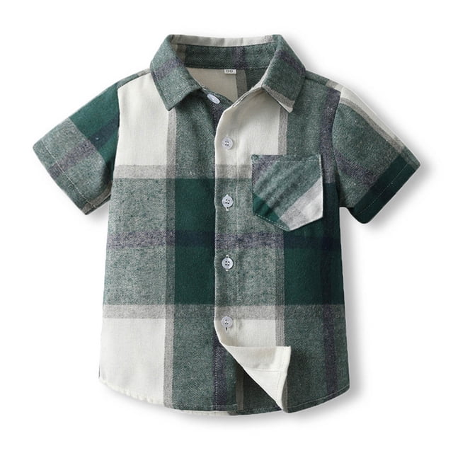 WEAIXIMIUNG T-Shirt Thermique à Manches Longues pour Garçons 5t, T-Shirt à Manches Courtes à Carreaux pour Tout-Petits Garçons, Hauts Gentleman 130