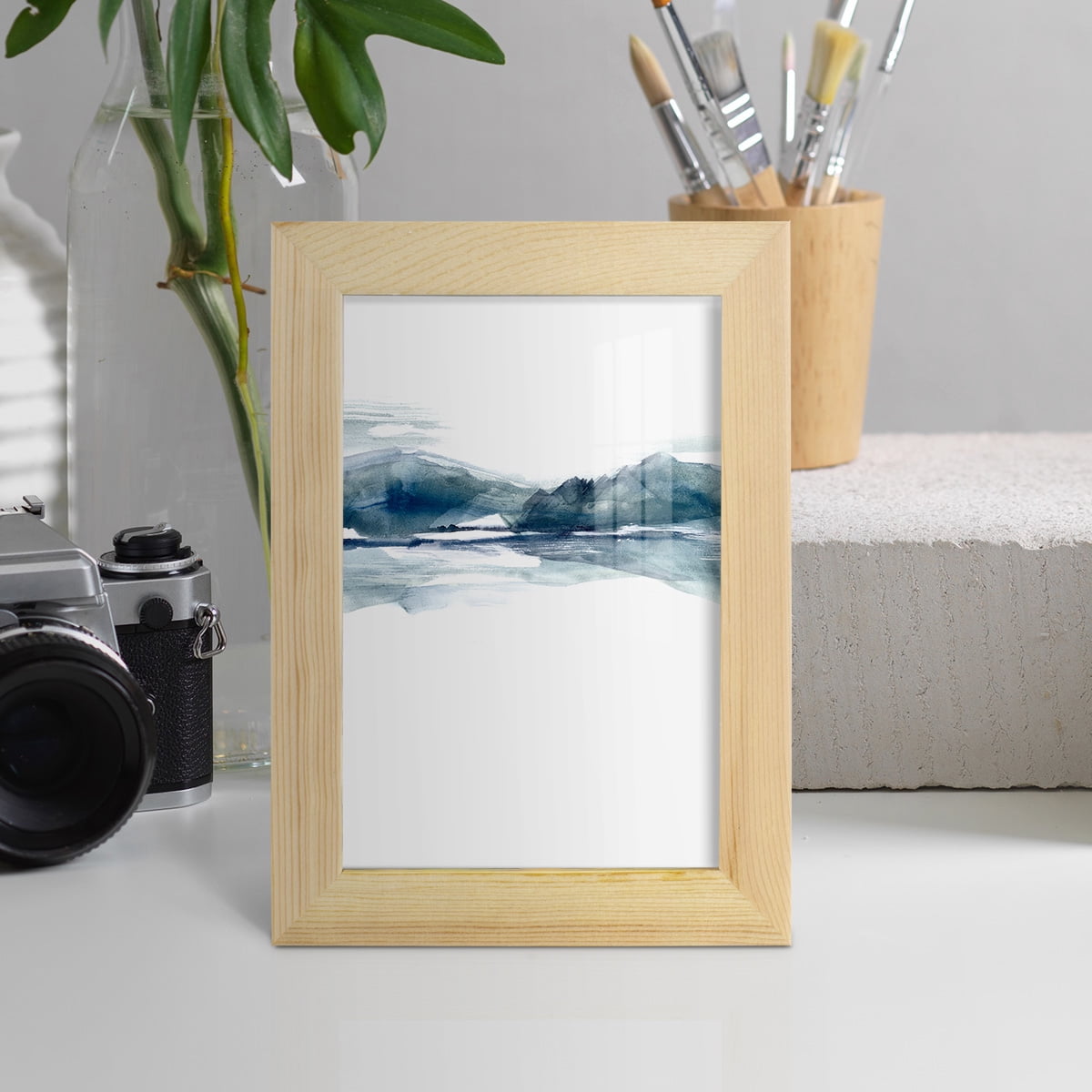 Stark Horizon II - Framed Print w/glass - Natural Wood