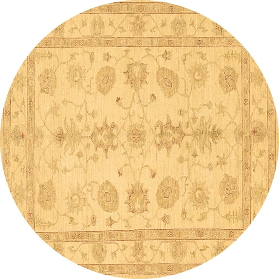 Ahgly Company Indoor Round Oriental Brown Traditional Area Rugs, 4' Round