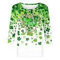 thumbnail image 4 of Fartey St Patrick's Day Shirts for Women Plus Size Fashion Shamrock Graphic Tees Dressy Casual 3/4 Sleeve Crew Neck T Shirts Soft Comfy Holiday Blouse Green XL, 4 of 5