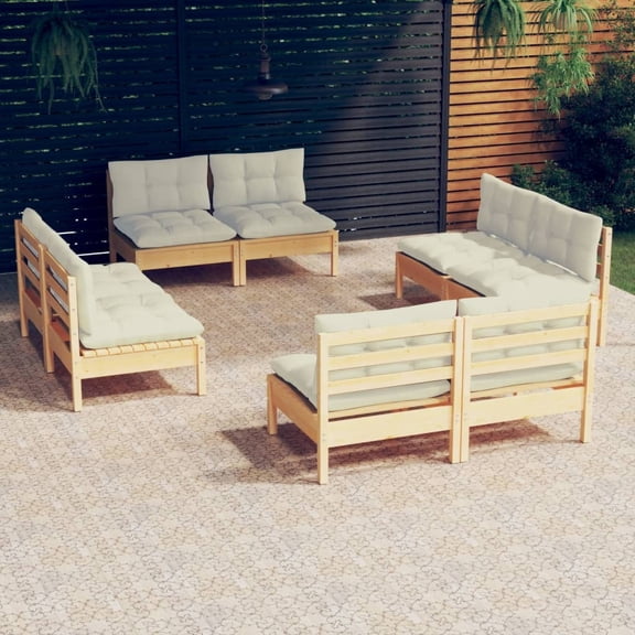 vidaXL Solid Pinewood Patio Lounge Set 8 Piece with Cushions Multi Colors