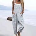 thumbnail image 5 of Women's Vintage Floral Overalls, Cotton Boho Casual Floral Bib Jumpsuit, Summer Baggy Adjustable Strap Romper, Adjustable Strap Casual Overall Pants with Pockets, Beach Vacation,Hot Pink4XL, 5 of 6