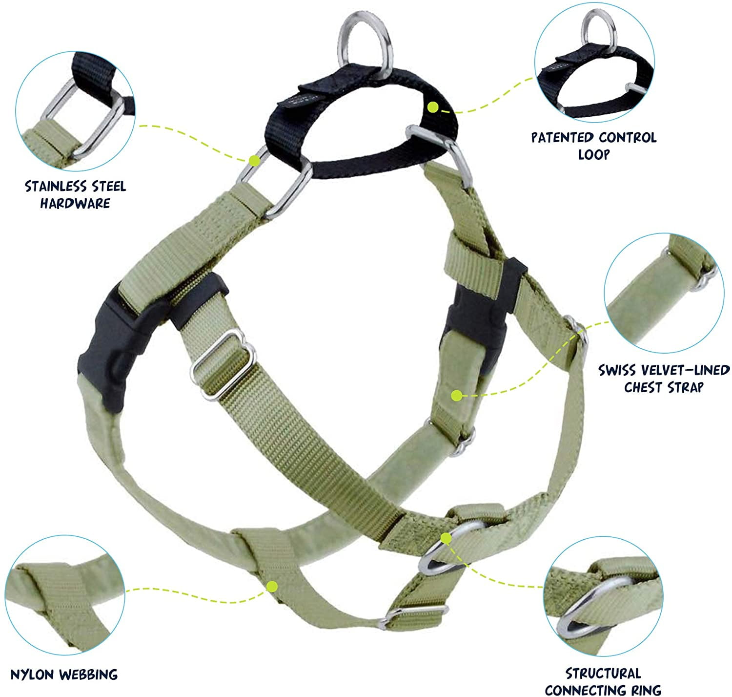 2 Hounds Design Freedom No Pull Dog Harness X-Large Tan