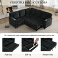 thumbnail image 4 of MOONMISS L-Shaped Sofa with Pull Out Sofa Bed, Sleeper Sofa Couch Bed with Storage Seat, 5 Seat Sectional Sofa Bed with USB, Sectional Sofa Couch for Living Room, Apartment,Black, 4 of 5