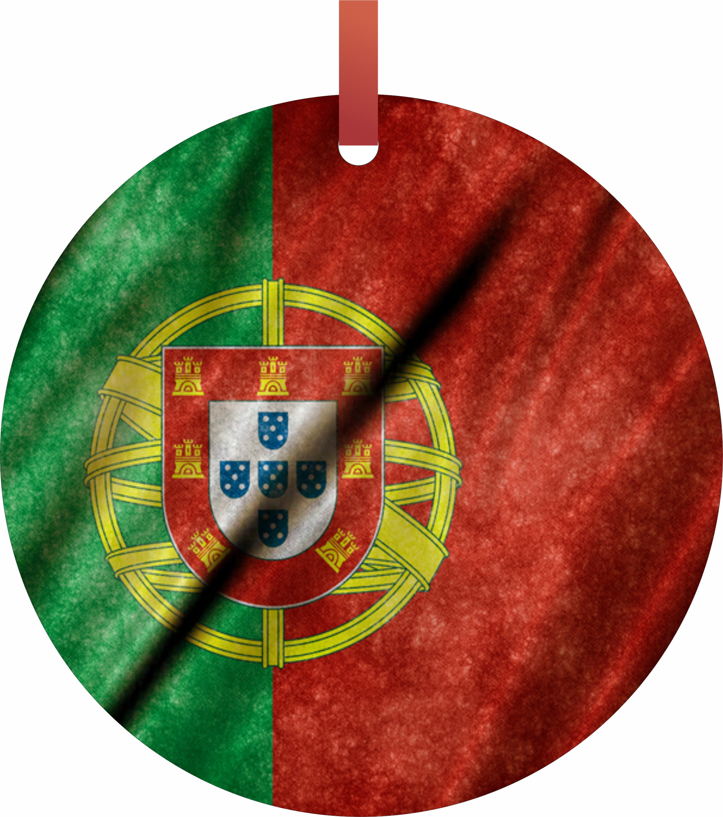 Portugal Flag in Grungy Waving Print TM Double-Sided Flat Round-Shaped Holiday... by Accessory Avenue