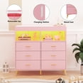 thumbnail image 4 of Towallmark Dressers for Bedroom with 6 Drawers,Changing Table Dresser with Changing Pad,LED Lights & Charging Station,Pink, 4 of 7