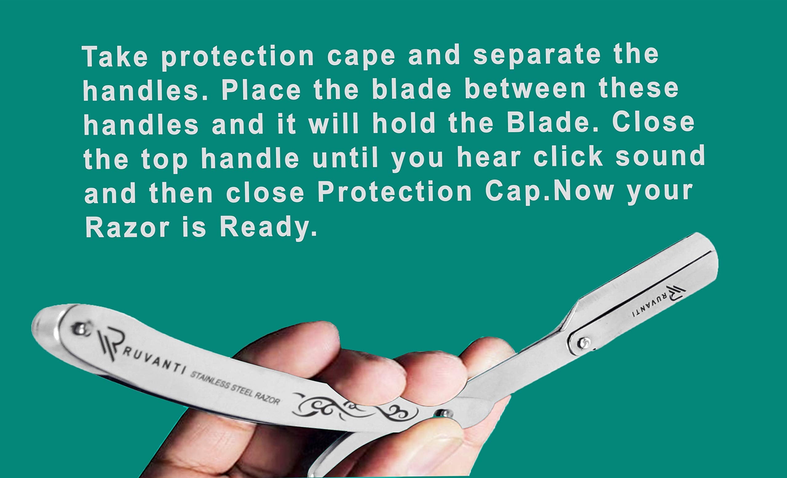 (3 pack) Ruvanti Straight Edge Razor for Professional Barbers, Best for Salon and Home Use - for Men's Shave (Silver)