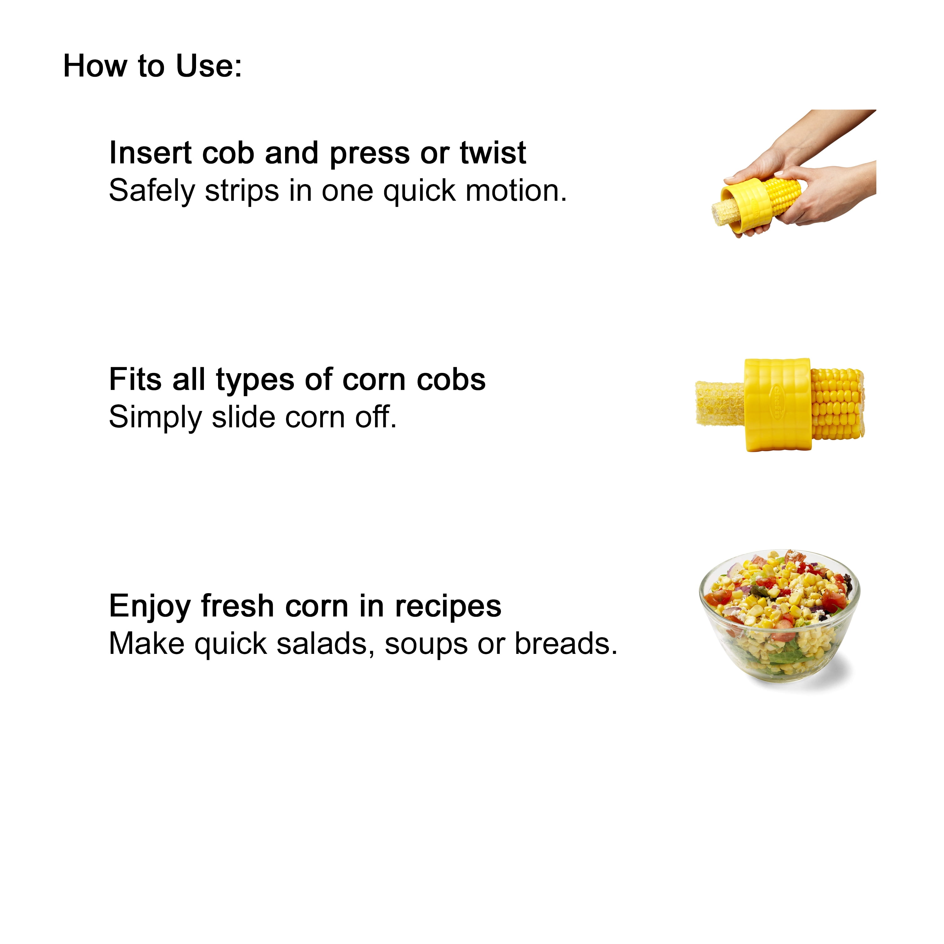 Chef'n Cob Corn Stripper in Yellow, Metal Stainless Steel
