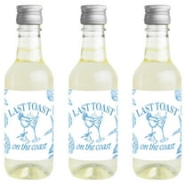 Big Dot of Happiness Last Toast on the Coast Mini Wine and Champagne Bottle Label Stickers, Beach Bachelorette Party Favor Gift - Set of 16