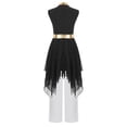 thumbnail image 3 of YiZYiF Kids Girls Sleeveless Liturgical Praise Dance Dress Asymmetrical Worship Tunic with Pants Set Black White 10, 3 of 7