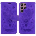 thumbnail image 1 of SaniMore for Samsung Galaxy S23 Ultra Case Flower Embossed Design, Card Wallet Cover for Women Girls with Card Holder Kickstand Wrist Strap PU Leather All-Round Shock Protection Shell, Purple, 1 of 7