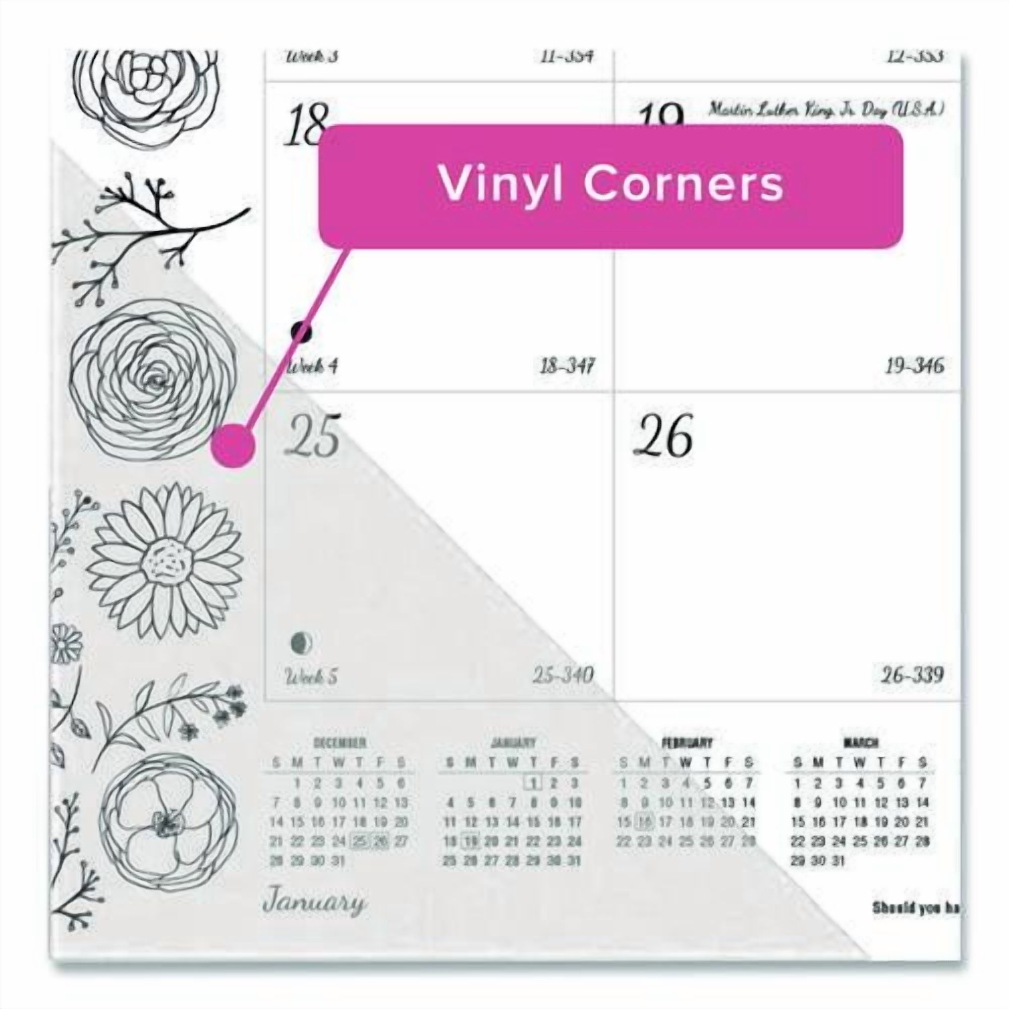 Monthly Desk Pad Calendar, Monthly Coloring Artwork, 22 x 17, Black Binding, Clear Corners, 12-Month (Jan to Dec): 2026 | Bundle of 10