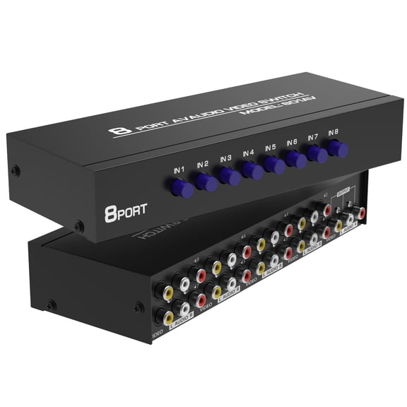 Fosmon 8-Way Composite AV Audio Video RCA Splitter   S-Video and RCA Audio Cable, 8 in 1 Out RCA Switcher Box for TV, XBOX, DVD, PS2, PS3 Wii