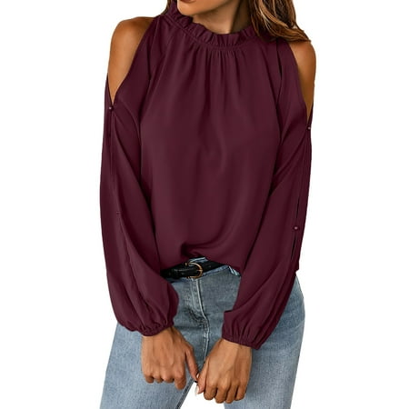 

Womens Tops Summer Women Cutout Lace Stitching Neck Long Sleeve Shirts Casual Tops 3xl Womens Tops 3x Tunic Women Pajama Tops