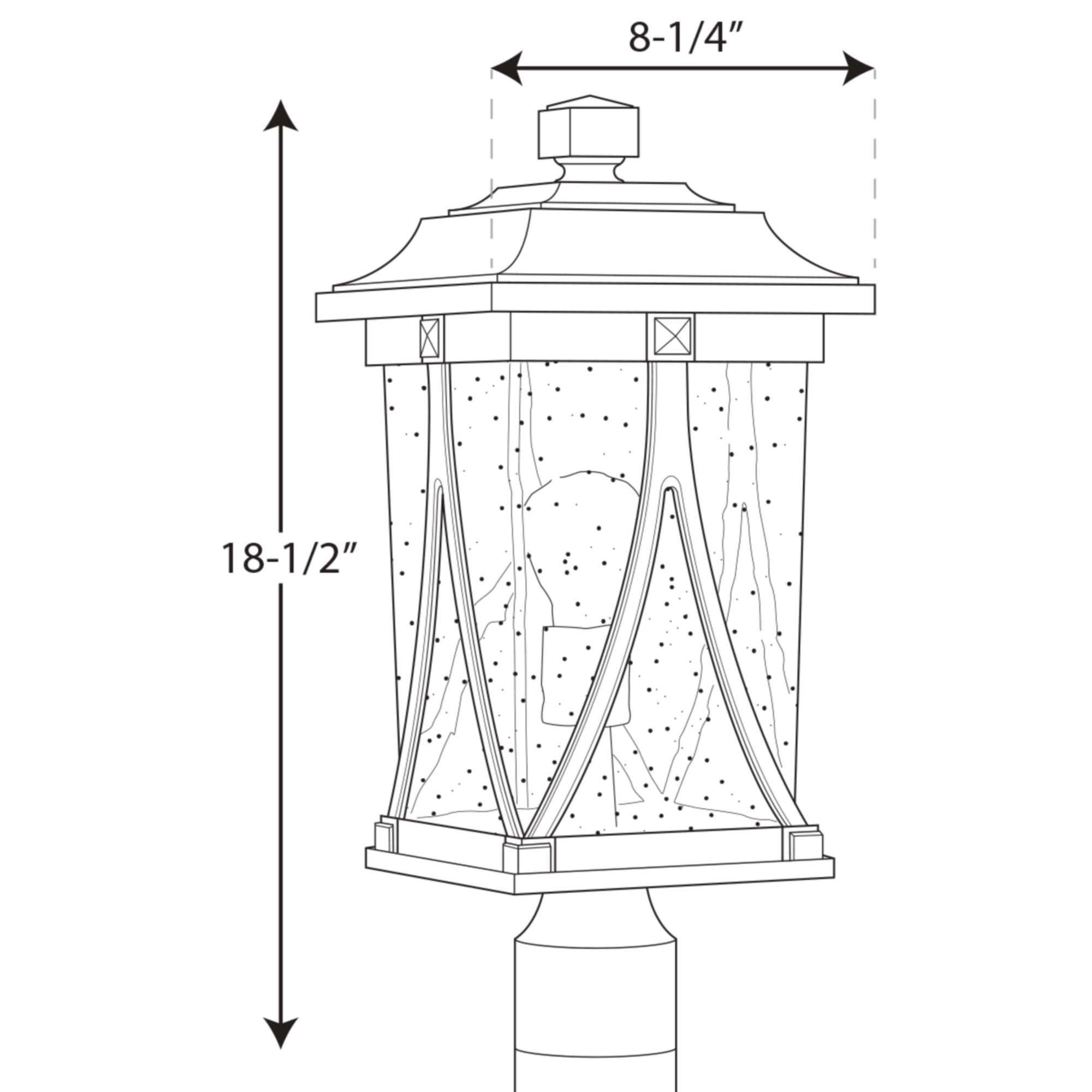 Progress Lighting, Abbott Collection, 1-Light Outdoor Post Lantern, Antique Bronze, Seeded Glass Shade