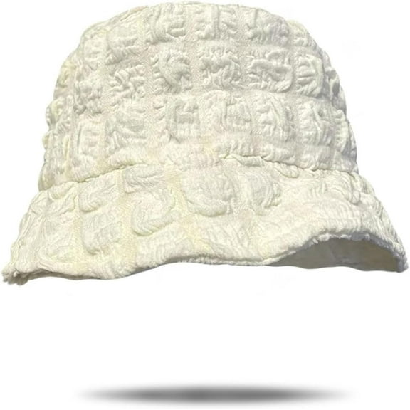 Bucket Hat Women, Lightweight Beach Fishing Hat, Vacation Seersucker Jacquard Bucket Caps for Women