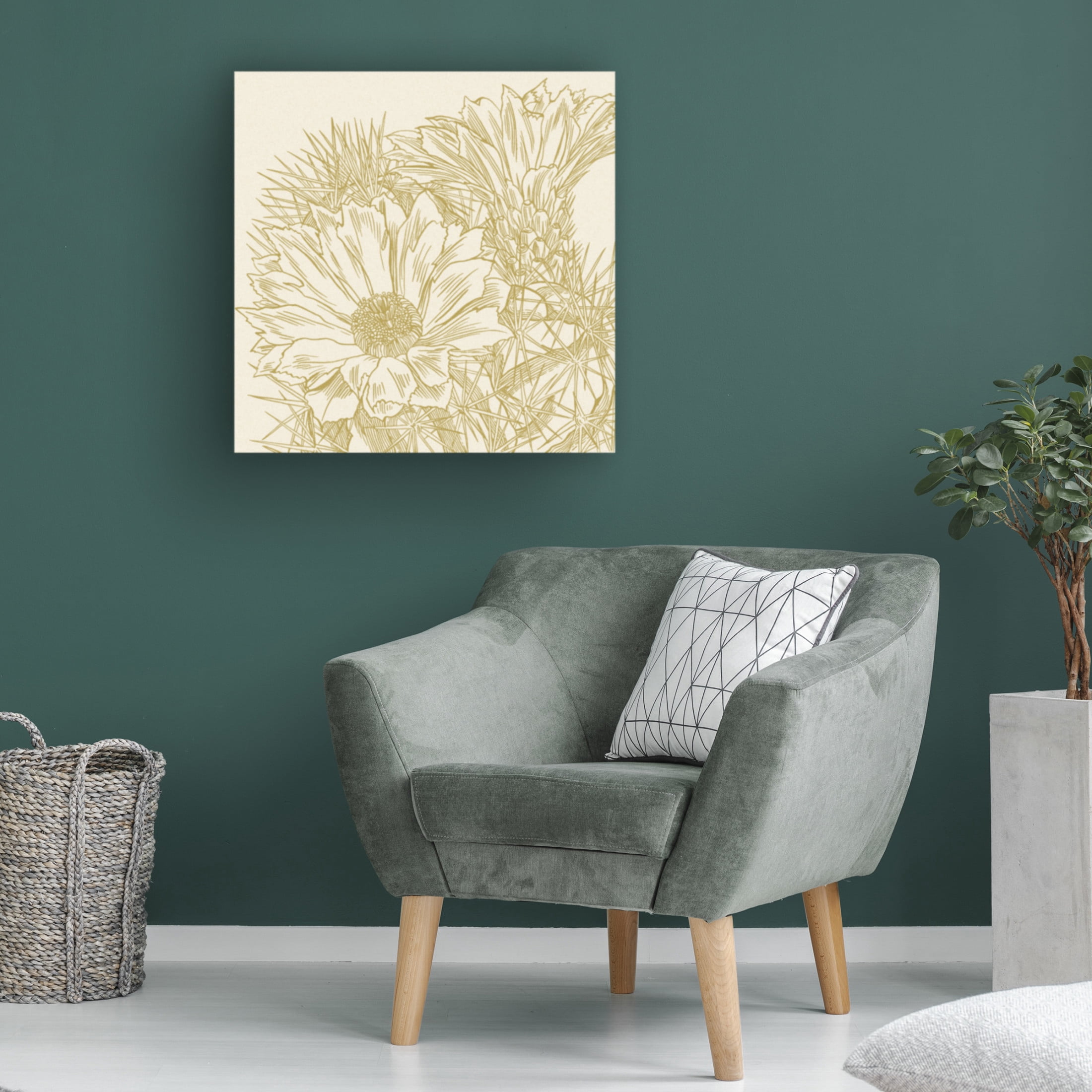 Canvas Wall Art - Melissa Wang 'Graphic Cactus Bloom I' Wall Art for Living Room, Bedroom, or Office Décor by Trademark Fine Art - 14 x 14 Inches