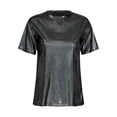 thumbnail image 4 of CHICTRY Womens Shiny T Shirt Casual Short Sleeve Pullover Tops Dark Grey S, 4 of 7