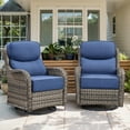 thumbnail image 3 of OPOHORO High Back Outdoor Swivel Patio Chairs Set of 2, 6-Inch Thick Cushions Outdoor Gray Wicker Swivel Glider Rocking Chairs for Porch Deck - Blue, 3 of 11