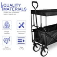 thumbnail image 4 of Jump Into Fun Collapsible Wagons, Heavy Duty Folding Cart with Removable Canopy, Adjustable Handle, Wheels & Double Fabric, Beach Wagon Cart for Kids, Garden Wagon Cart for Sand, Large Wagon, Black, 4 of 7