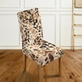 thumbnail image 2 of COEQINE Stretch Dining Room Chair Slipcovers Set of 2, Universal Fit Soft Dining Chair Cover Pet Friendly Furniture Protector for Holiday Home Decor, Leopard Print Beige Brown, 2 of 7