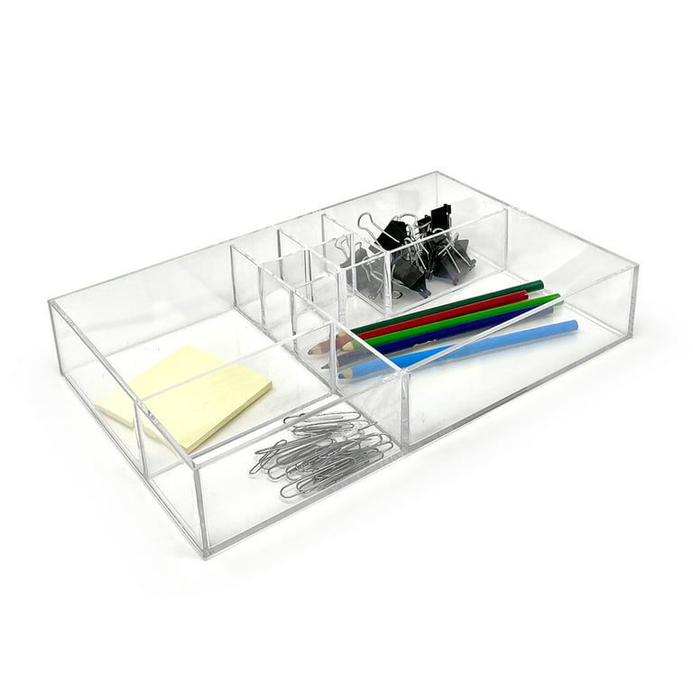 NIUBEE Decorative Acrylic Box with Lid, Clear Box Square Stackable  Mult-Purpose for Office and Home (X-Large)
