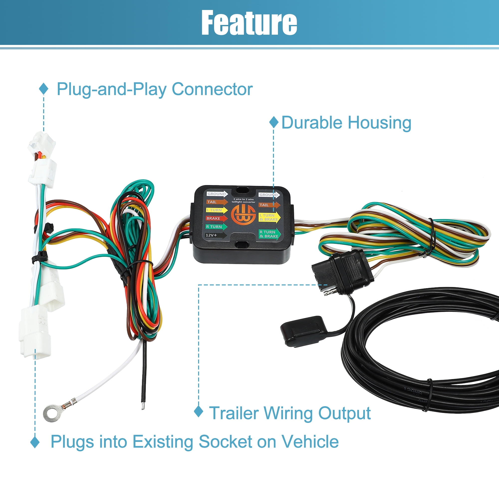 Unique Bargains 56350 Vehicle Side 4-Pin Trailer Wiring Harness for Toyota Avalon RAV4