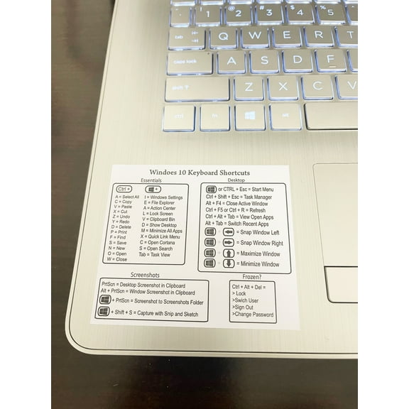 White Windows 10 Reference Keyboard Shortcut Cheat Sheet Sticker 3.5"x3" Any PC Laptop Desktop