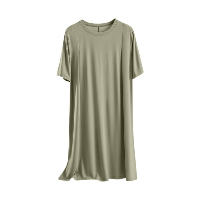 Bonanza de Rabais, Robe de Nuit à Col Rond pour Femme, Grande Robe Décontractée pour la Maison, à Manches Longues, Coton Doux, Tenue de Nuit Confortable, Chemise de Nuit, Robe de Nuit Style Tendance de Tous les Jours, Sopatenor