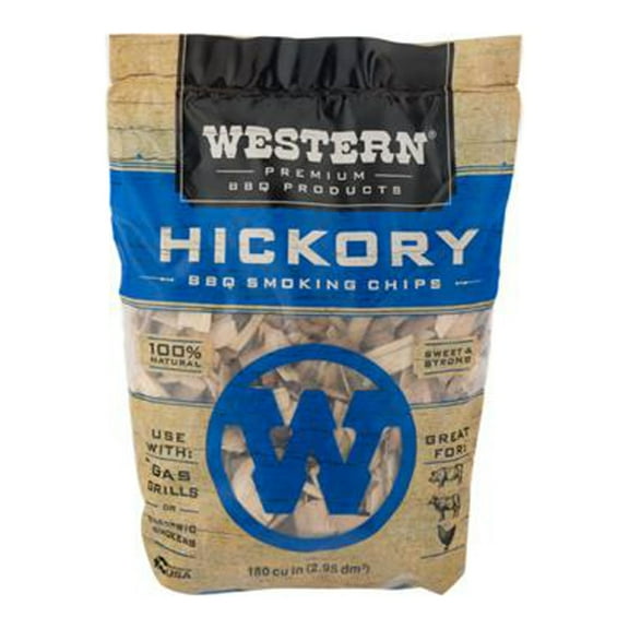 Western Premium BBQ 78075 Grill Smoking Chips, Hickory, 180-Cu. In. - Quantity 6