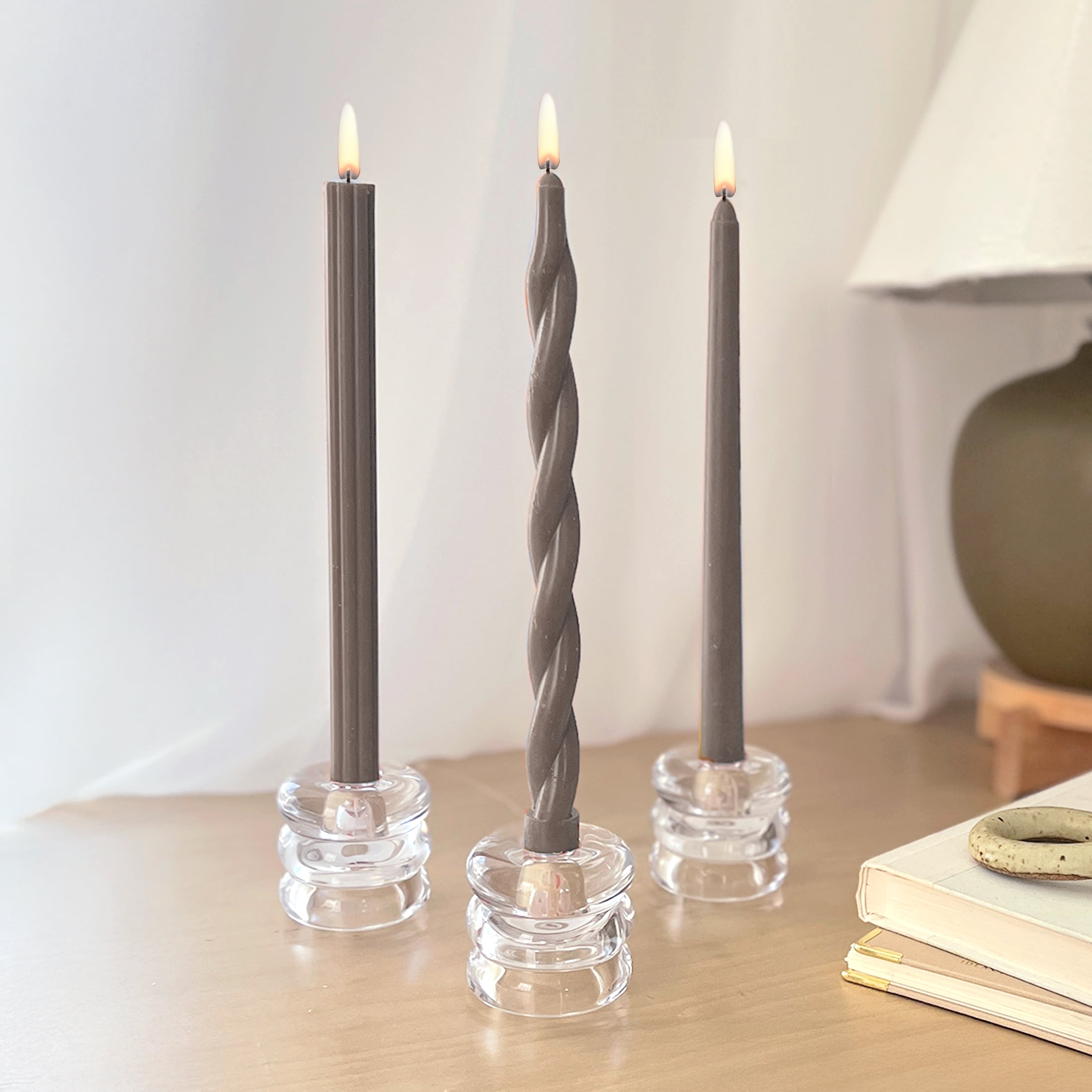 Mainstays Paraffin Wax 10" Twist Taper Candle, Unscented, Taupe