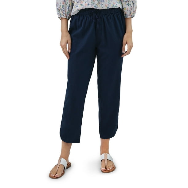 Chaps Women’s Pull On Linen Crop Pants - Walmart.com